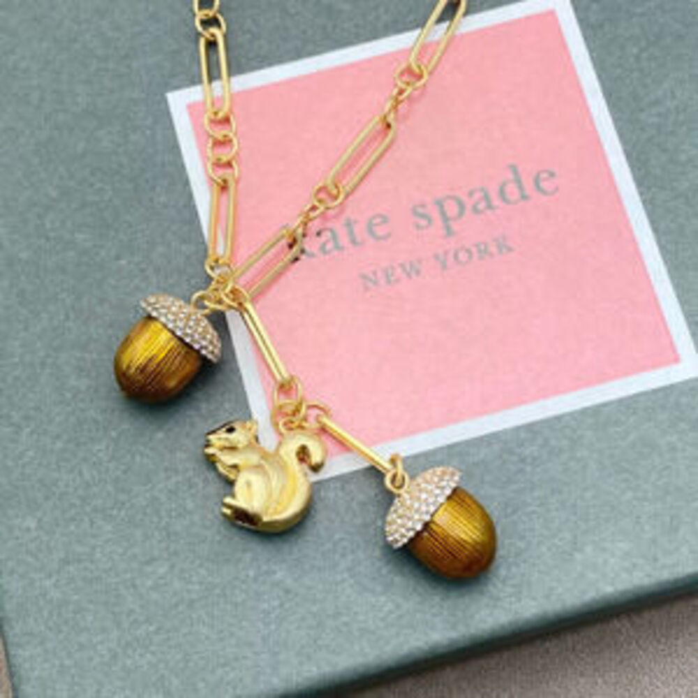 kate spade Rhinestone Pinecone Pearl Squirrel Metal Necklace Bracelet